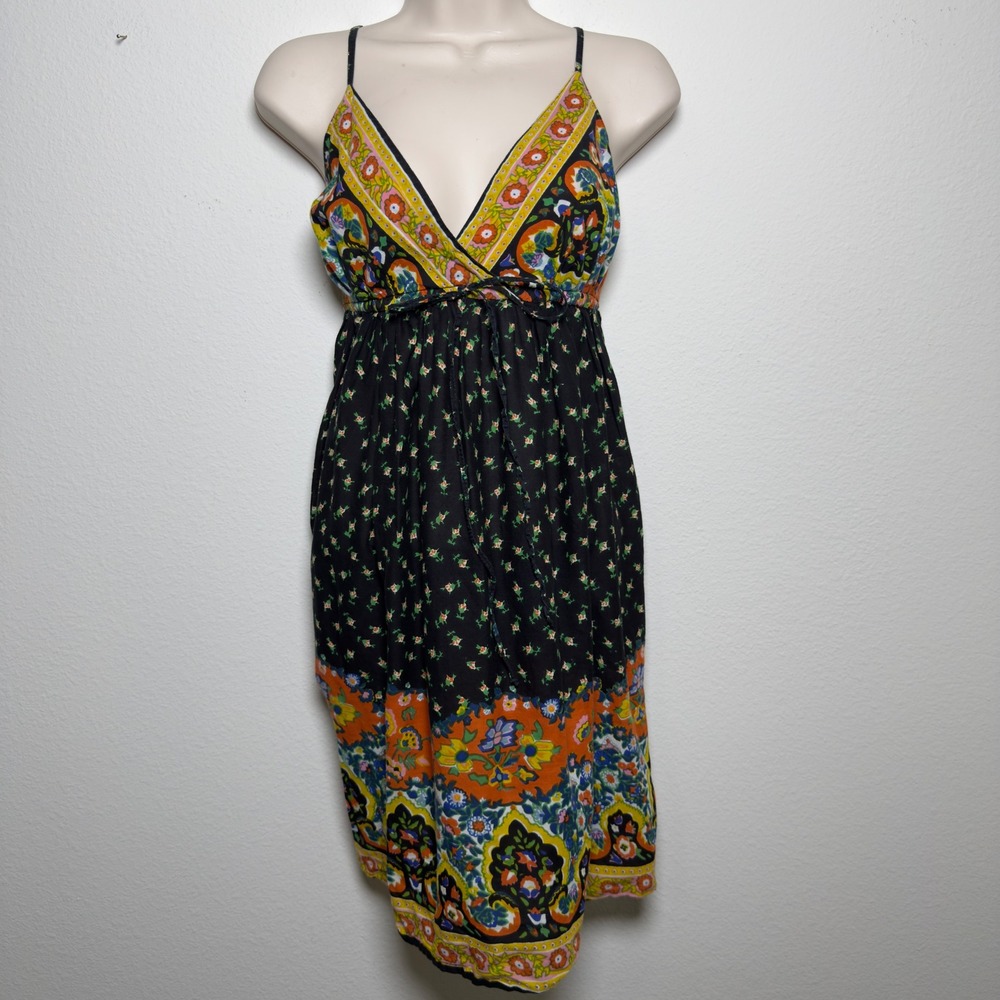 VTG y2k Sante Classics Women Babydoll Mini‎ Dress Large Whimsigoth Paisely